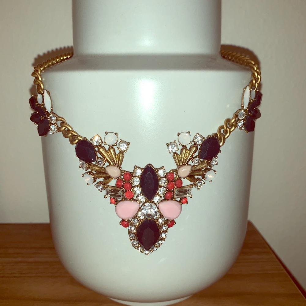 J. Crew necklace - gold, blue, and pink stones